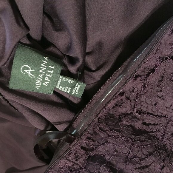 ADRIANNA PAPELL One-shoulder Lace & Tulle Party Dress, Currant NWT 6 - Picture 8 of 10